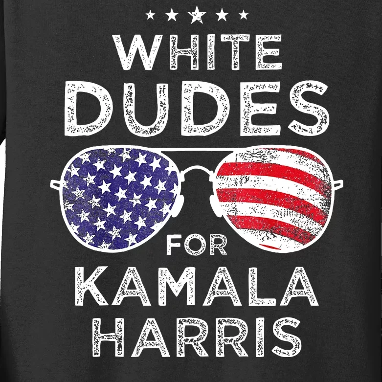 White Dudes For Kamala Harris Kids Long Sleeve Shirt