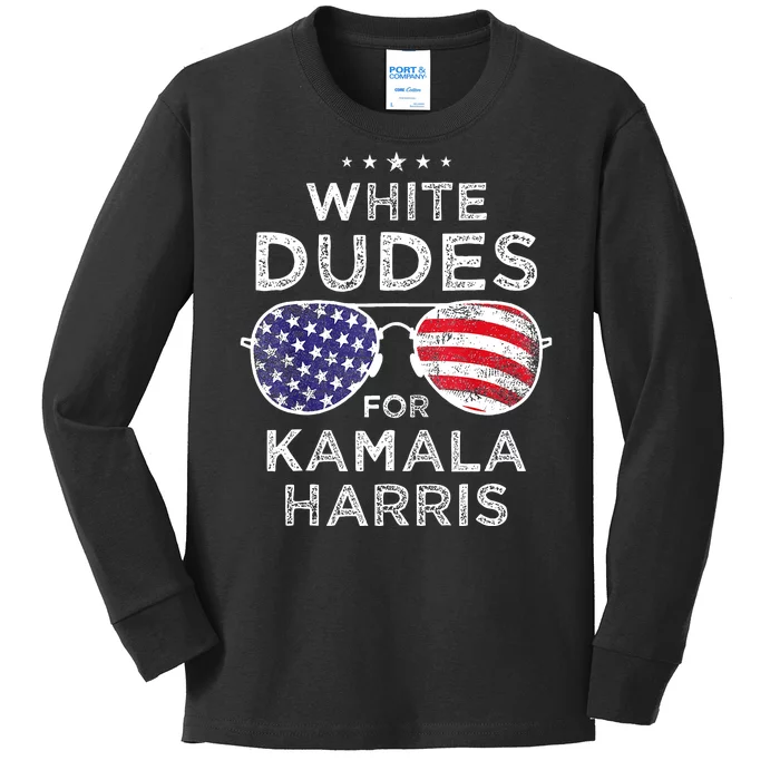 White Dudes For Kamala Harris Kids Long Sleeve Shirt