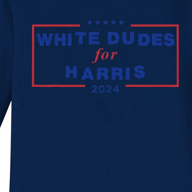 White Dudes For Harris2024 Gift Baby Long Sleeve Bodysuit