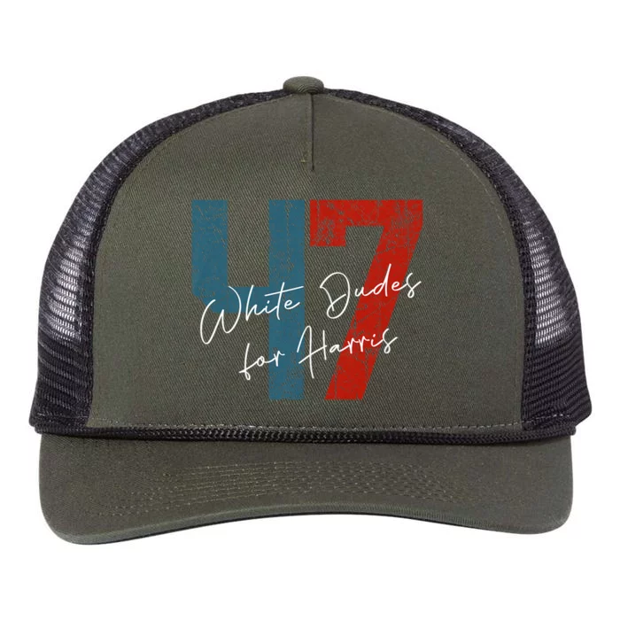 White Dudes For Harris Kamala Harris 2024 47th President Retro Rope Trucker Hat Cap