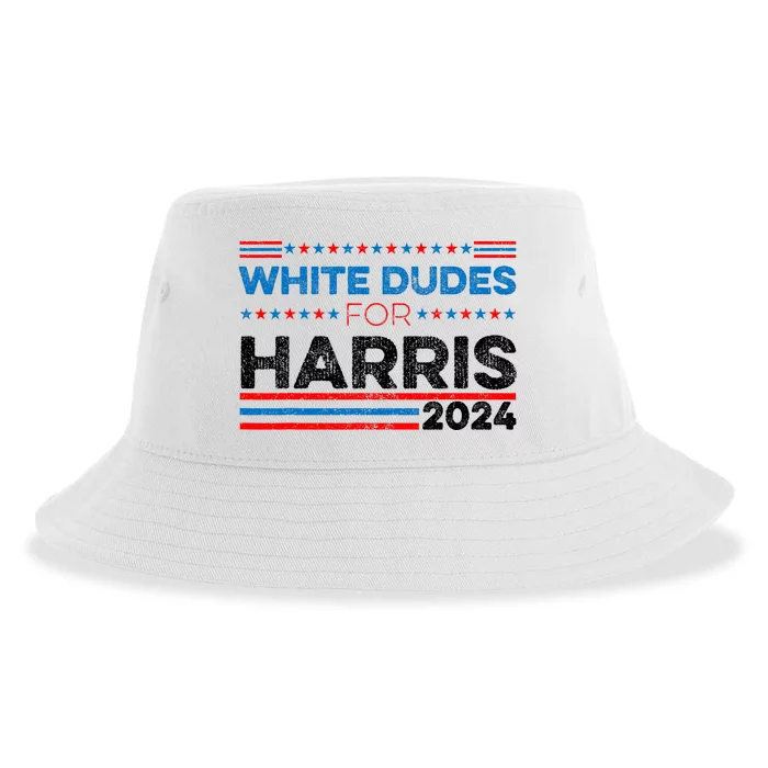 White Dudes For Kamala Harris Sustainable Bucket Hat