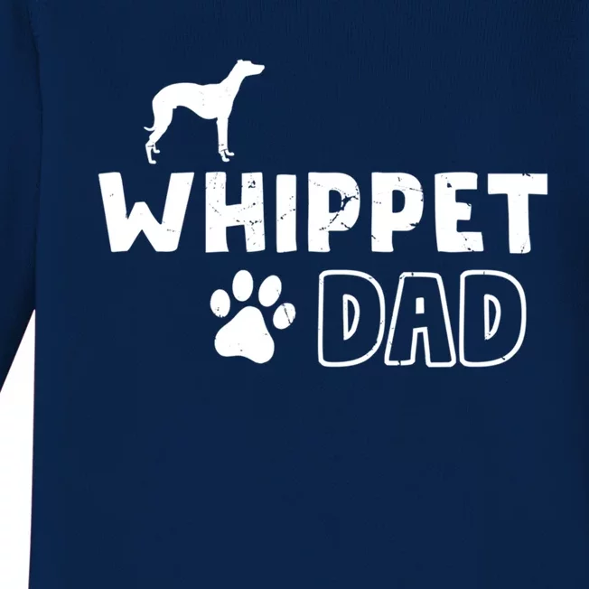 Whippet Dad Funny Cute Dog Owner Adopt Rescue Fathers Day Gift Baby Long Sleeve Bodysuit