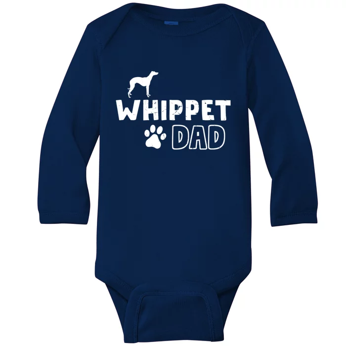 Whippet Dad Funny Cute Dog Owner Adopt Rescue Fathers Day Gift Baby Long Sleeve Bodysuit