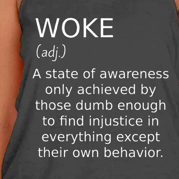 Woke Definition Funny Anti Woke Saying Anti Woke Women's Knotted Racerback Tank