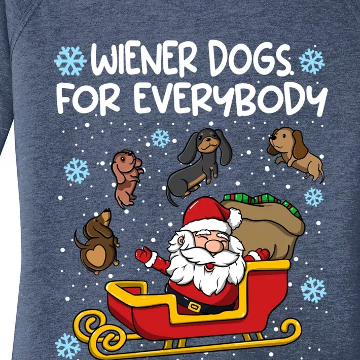 Wiener Dogs For Everybody Santa Funny Christmas Dachshund Funny Gift Women's Perfect Tri Tunic Long Sleeve Shirt