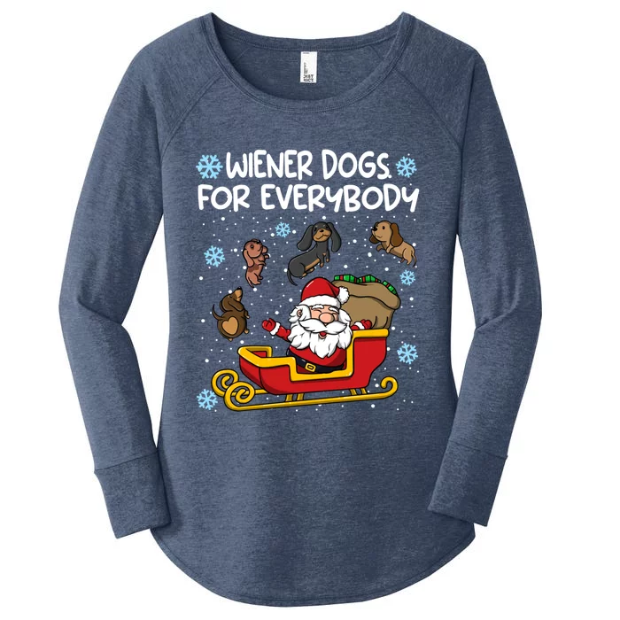 Wiener Dogs For Everybody Santa Funny Christmas Dachshund Funny Gift Women's Perfect Tri Tunic Long Sleeve Shirt