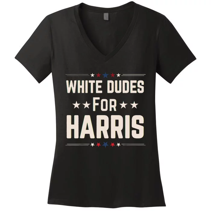 White Dudes For Harris Women's V-Neck T-Shirt