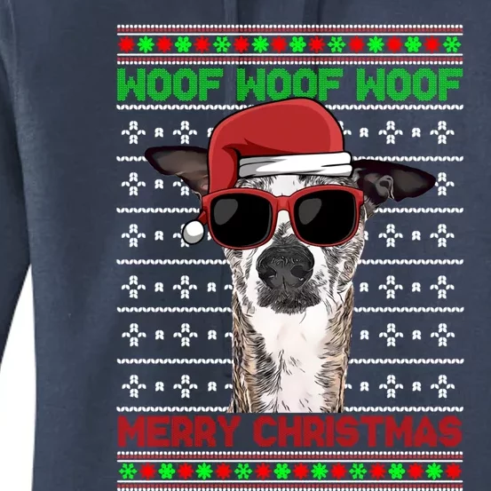 Whippets Dog Funny Woof Merry Christmas Gift Women's Pullover Hoodie