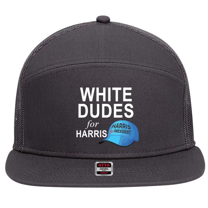 White Dudes For Harris 7 Panel Mesh Trucker Snapback Hat