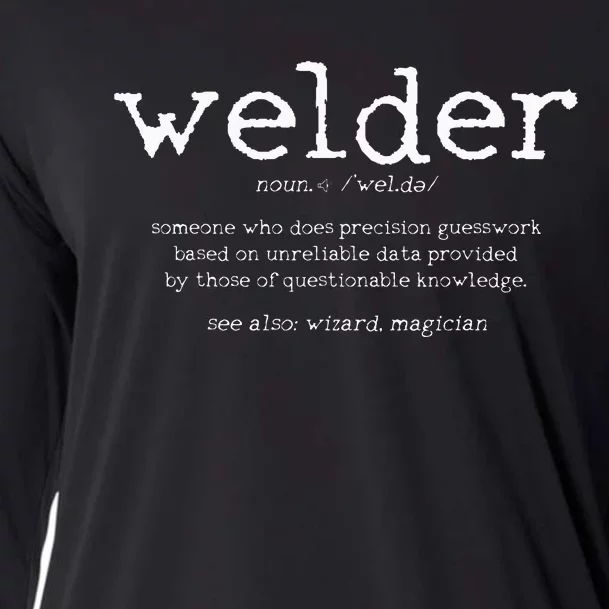 Welder Definition Funny Welding Quote Welder Gift Cooling Performance Long Sleeve Crew