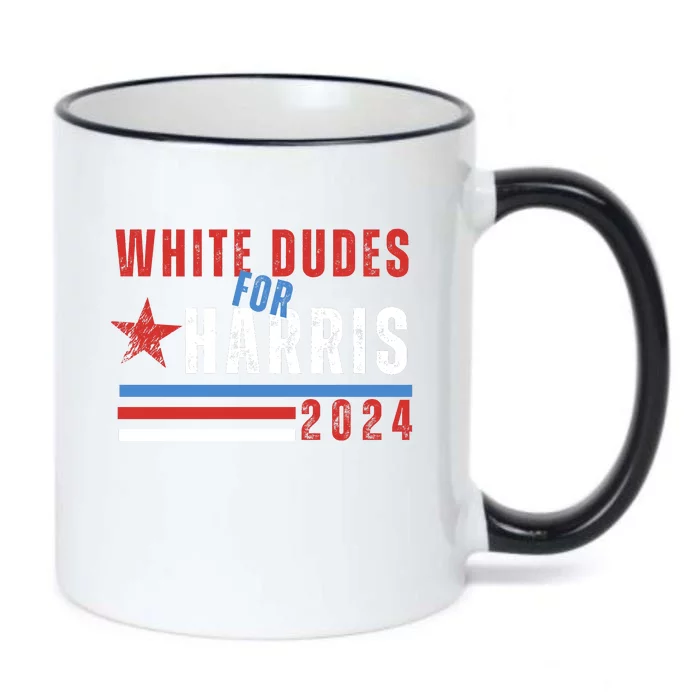 White Dudes For Harris 2024 For President Black Color Changing Mug