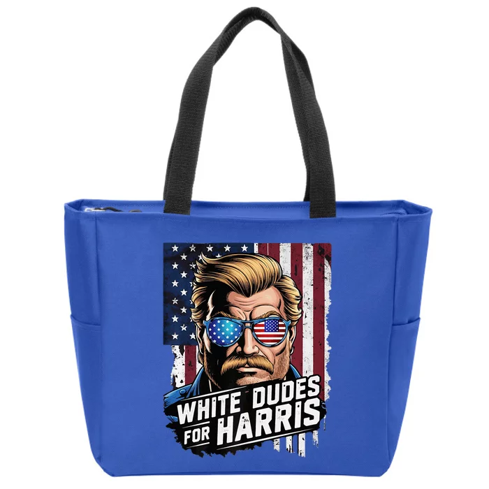 White Dudes For Harris Support Kamala 2024 Antitrump Zip Tote Bag