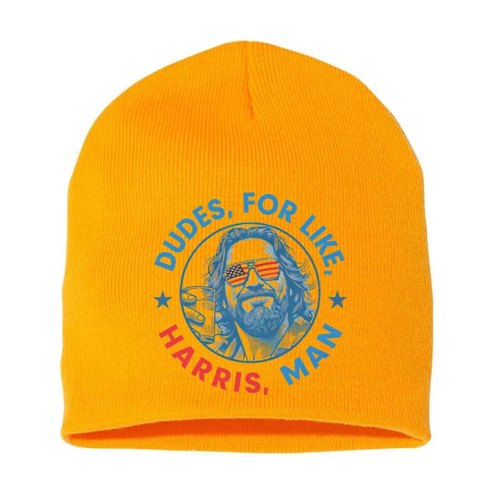 White Dude For Kamala Harris 2024 Support Design Short Acrylic Beanie