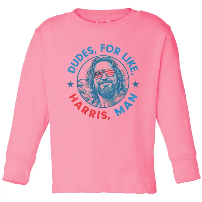 White Dude For Kamala Harris 2024 Support Design Toddler Long Sleeve Shirt