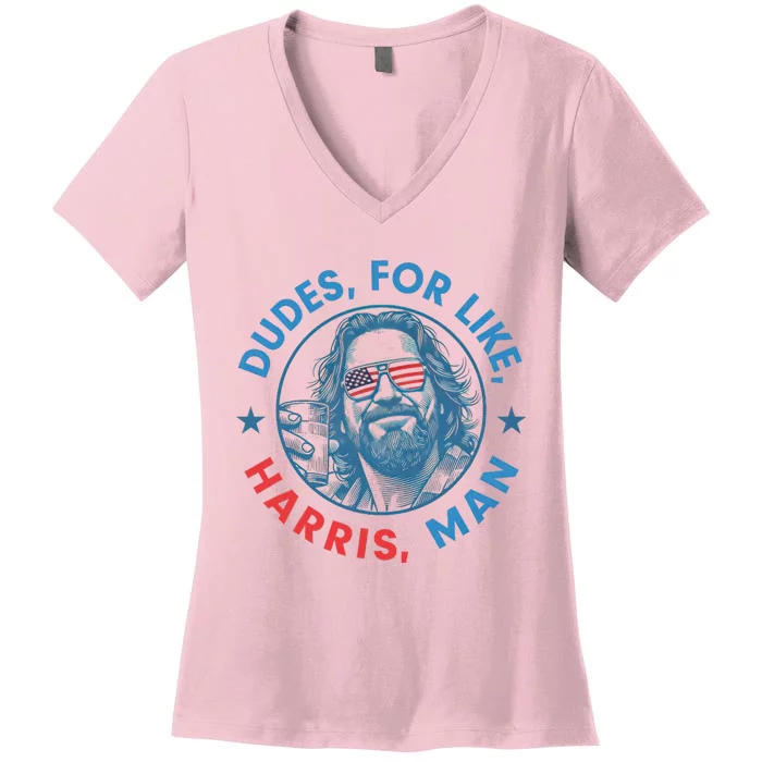 White Dude For Kamala Harris 2024 Support Design Women's V-Neck T-Shirt