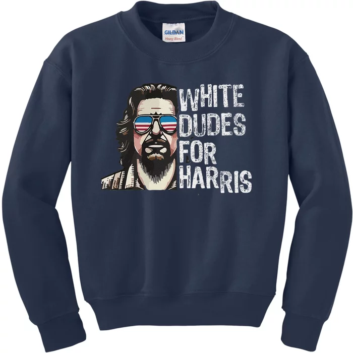 White Dudes For Harris Kamala 2024 President Man White Dude Kids Sweatshirt