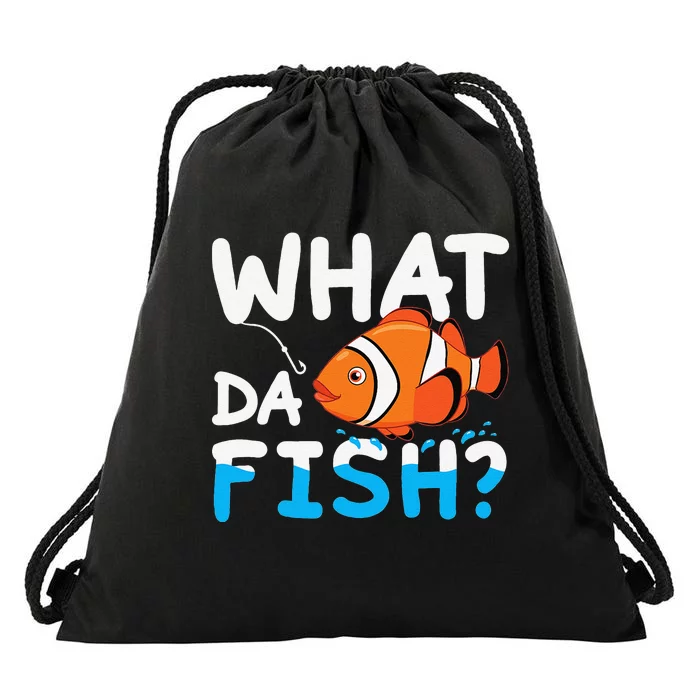 What Da Fish Clownfish Anemonefish Aquarium Sea Angler Cute Drawstring Bag