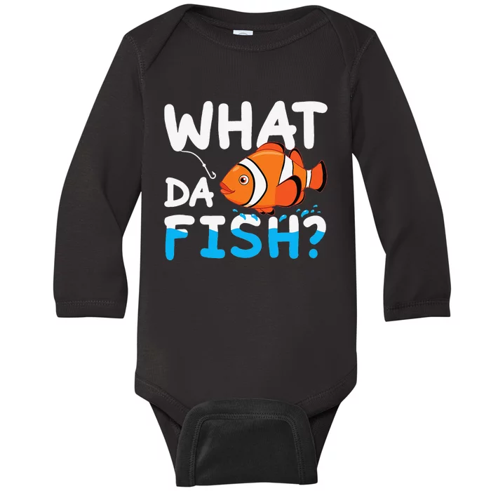 What Da Fish Clownfish Anemonefish Aquarium Sea Angler Cute Baby Long Sleeve Bodysuit