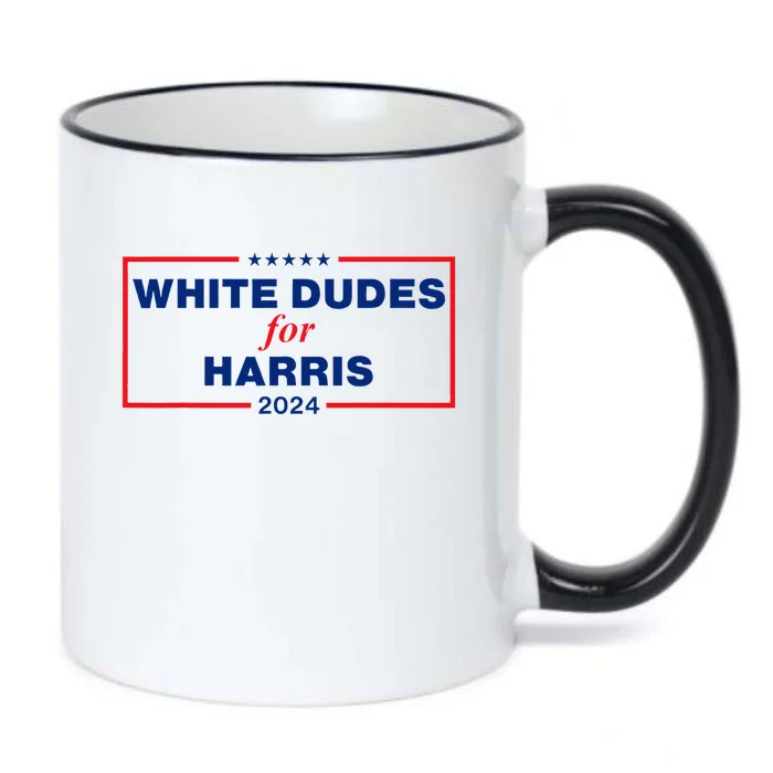 White Dudes For Harris 2024 Black Color Changing Mug