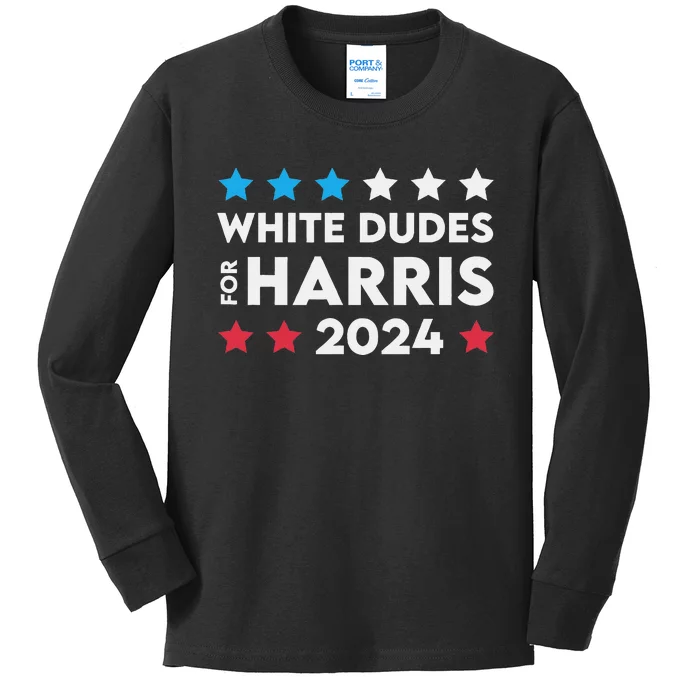 White Dudes For Harris 2024 Kids Long Sleeve Shirt