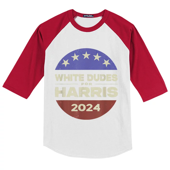 White Dudes For Harris 2024 Kids Colorblock Raglan Jersey