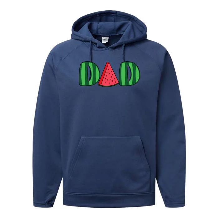 Watermelon Dad Fruitarian Lover Summer Father Fruit Slice Performance Fleece Hoodie