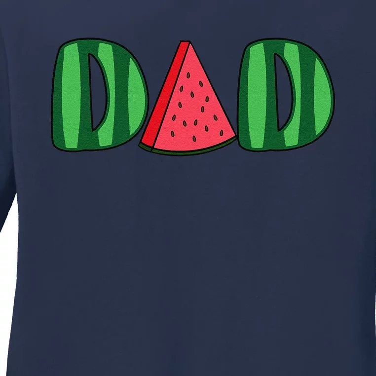 Watermelon Dad Fruitarian Lover Summer Father Fruit Slice Ladies Long Sleeve Shirt