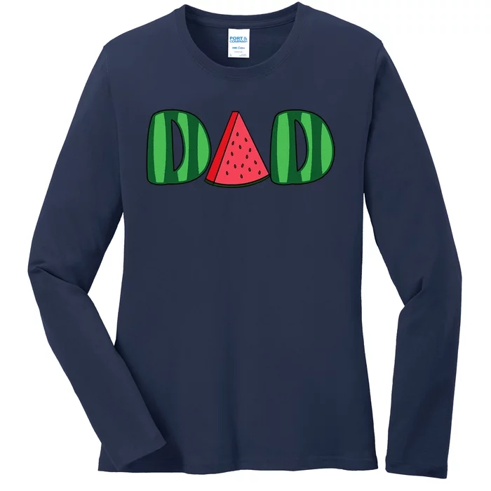 Watermelon Dad Fruitarian Lover Summer Father Fruit Slice Ladies Long Sleeve Shirt