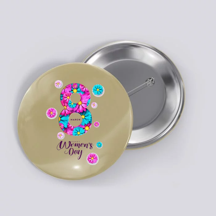 Women's Day Flowers Button