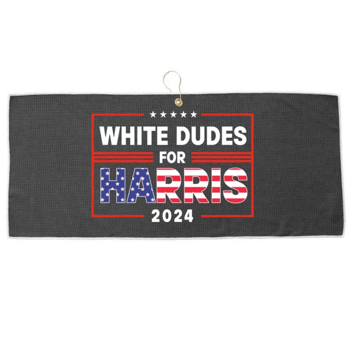 White Dudes For Harris 2024 Large Microfiber Waffle Golf Towel