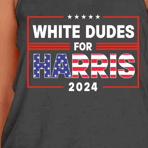 White Dudes For Harris 2024 Women's Knotted Racerback Tank