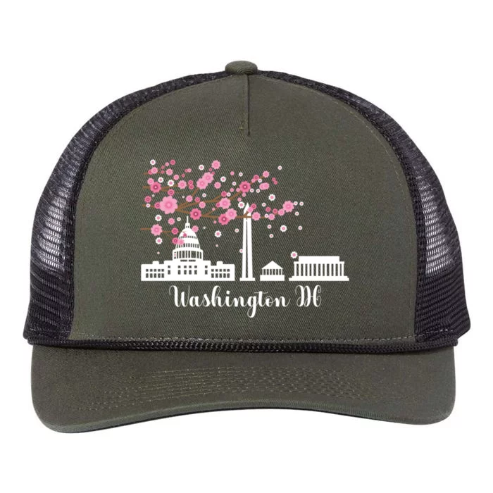 Washington Dc Funny Gift Cherry Blossoms Memorial Monut Meaningful Gift Retro Rope Trucker Hat Cap