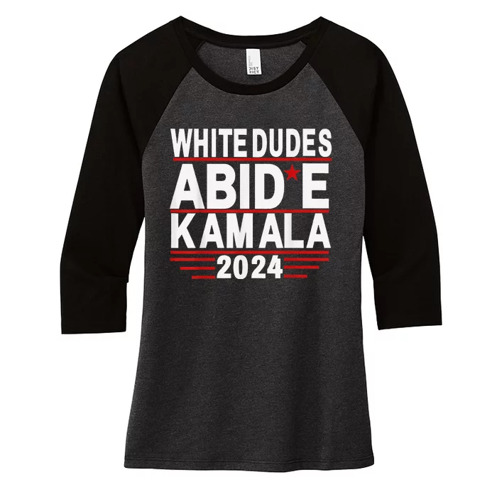 White Dudes For Trump Kamala Harris 2024 Support Women's Tri-Blend 3/4-Sleeve Raglan Shirt