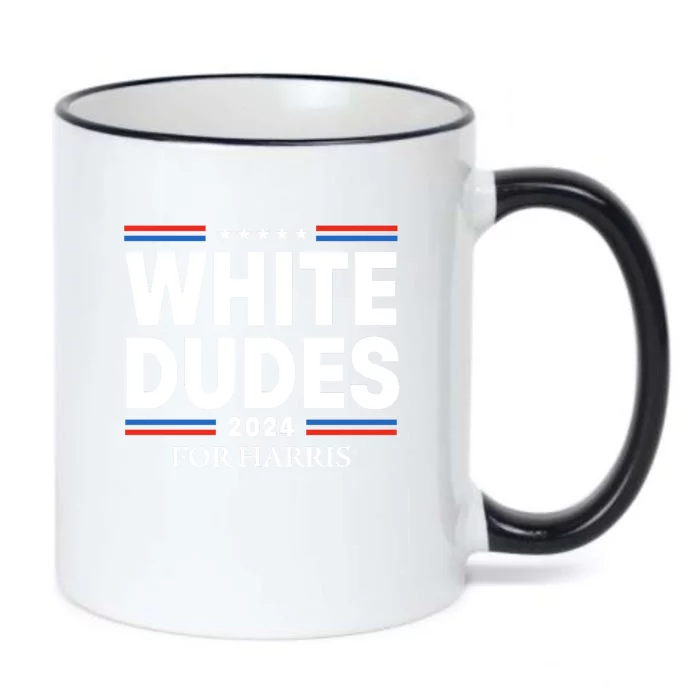 White Dudes For Harris 2024 Black Color Changing Mug