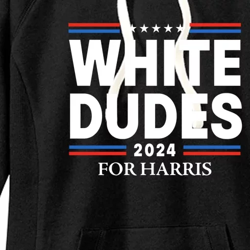 White Dudes For Harris 2024 Women's Fleece Hoodie