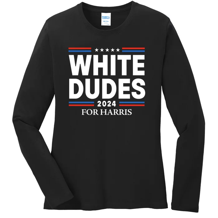 White Dudes For Harris 2024 Ladies Long Sleeve Shirt