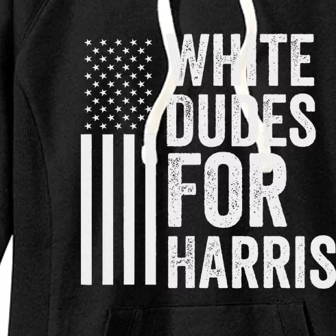 White Dudes For Harris Support President Kamala Usa Flag Women's Fleece Hoodie