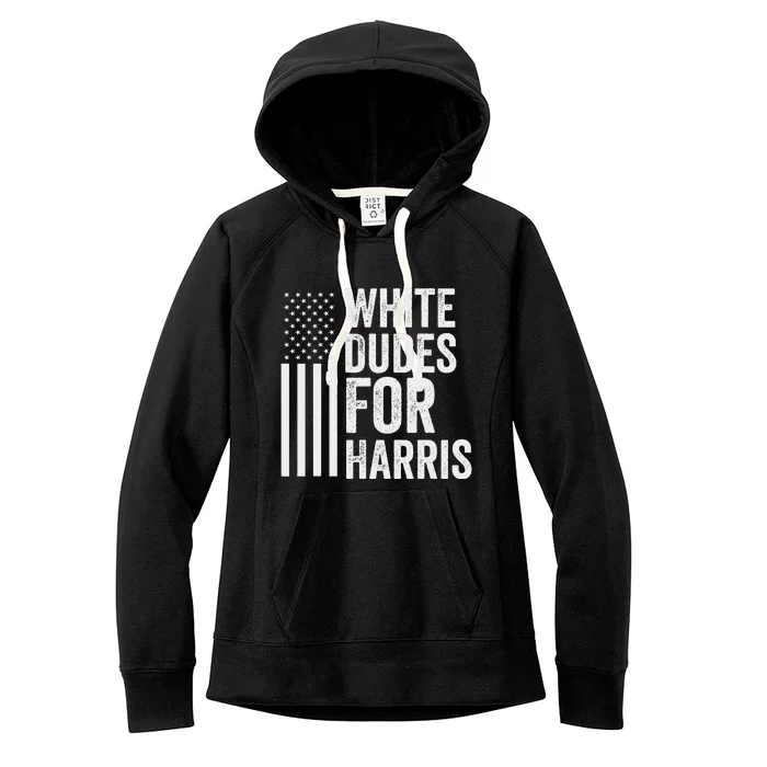 White Dudes For Harris Support President Kamala Usa Flag Women's Fleece Hoodie