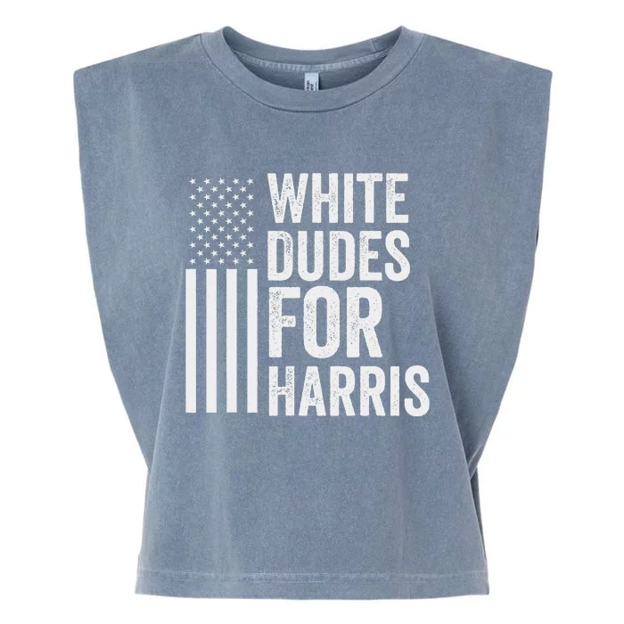 White Dudes For Harris Support President Kamala Usa Flag Garment-Dyed Women's Muscle Tee