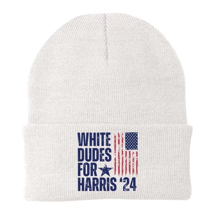 White Dudes For Harris Election 2024 Knit Cap Winter Beanie