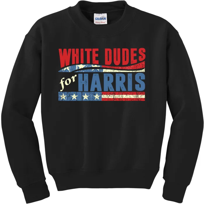 White Dudes For Harris 2024 For President Election Voting 2024 Kids Sweatshirt