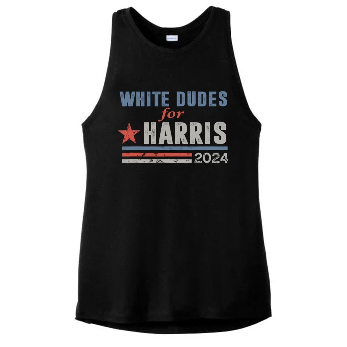 White Dudes For Harris 2024 For President Ladies Tri-Blend Wicking Tank