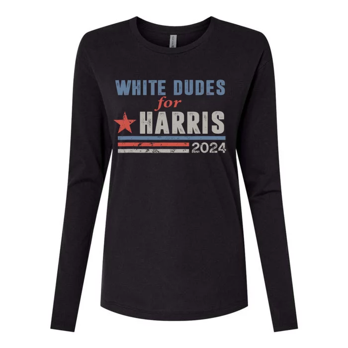 White Dudes For Harris 2024 For President Womens Cotton Relaxed Long Sleeve T-Shirt