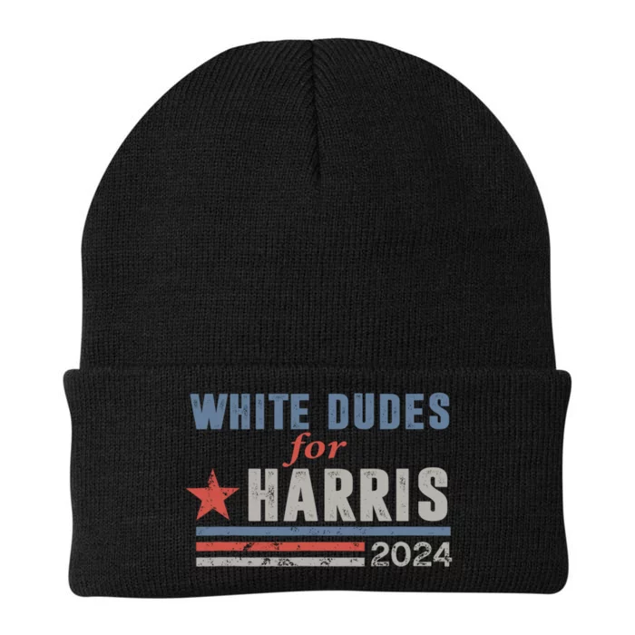 White Dudes For Harris 2024 For President Knit Cap Winter Beanie