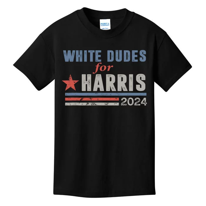 White Dudes For Harris 2024 For President Kids T-Shirt