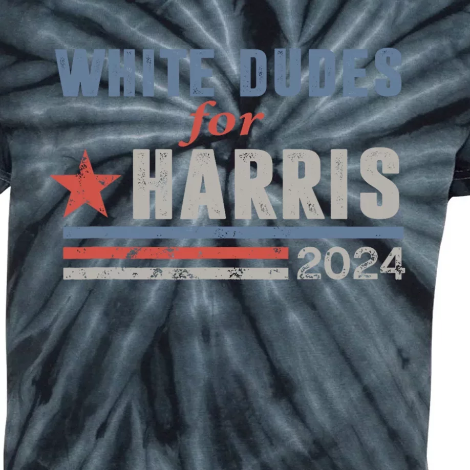 White Dudes For Harris 2024 For President Kids Tie-Dye T-Shirt