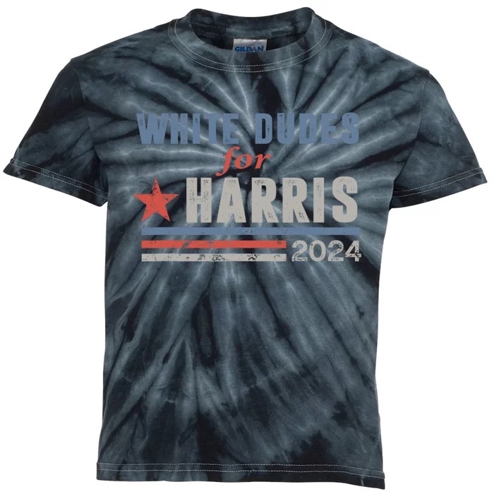 White Dudes For Harris 2024 For President Kids Tie-Dye T-Shirt