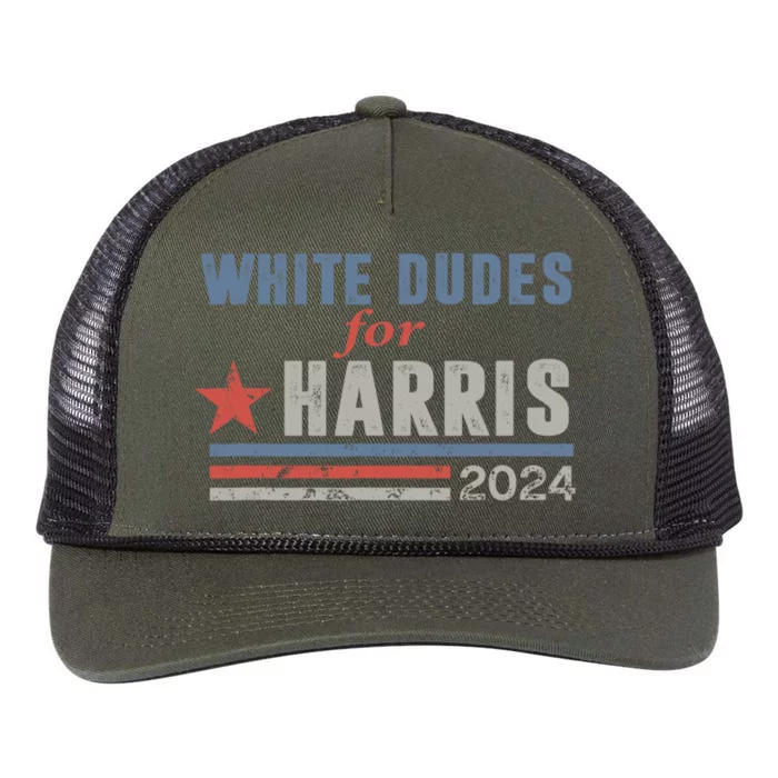 White Dudes For Harris 2024 For President Retro Rope Trucker Hat Cap