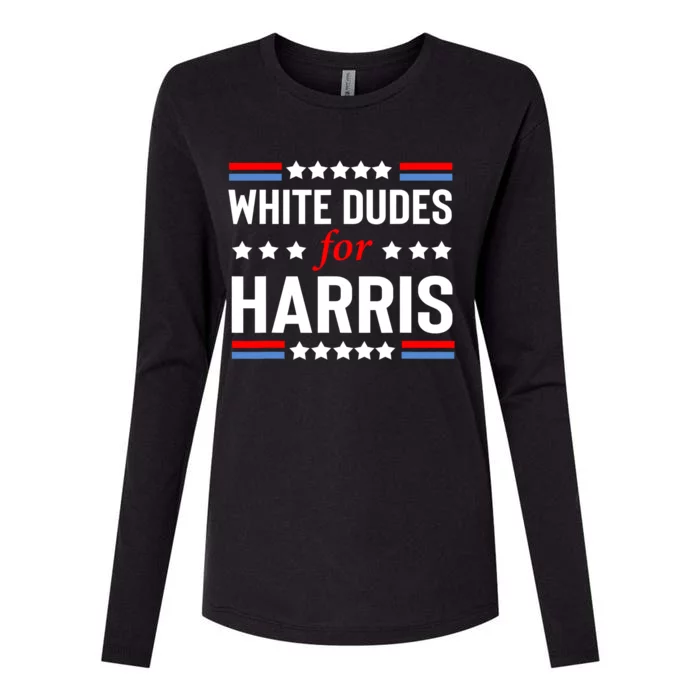 White Dudes For Harris 2024 For President Womens Cotton Relaxed Long Sleeve T-Shirt