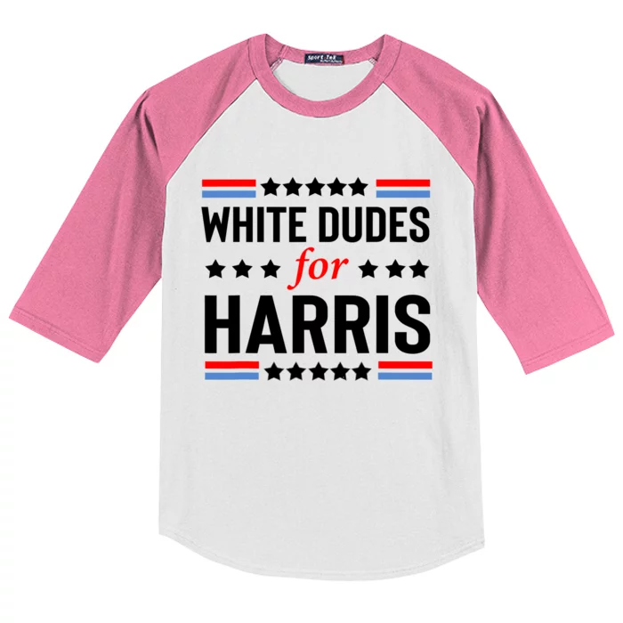 White Dudes For Harris 2024 For President Kids Colorblock Raglan Jersey